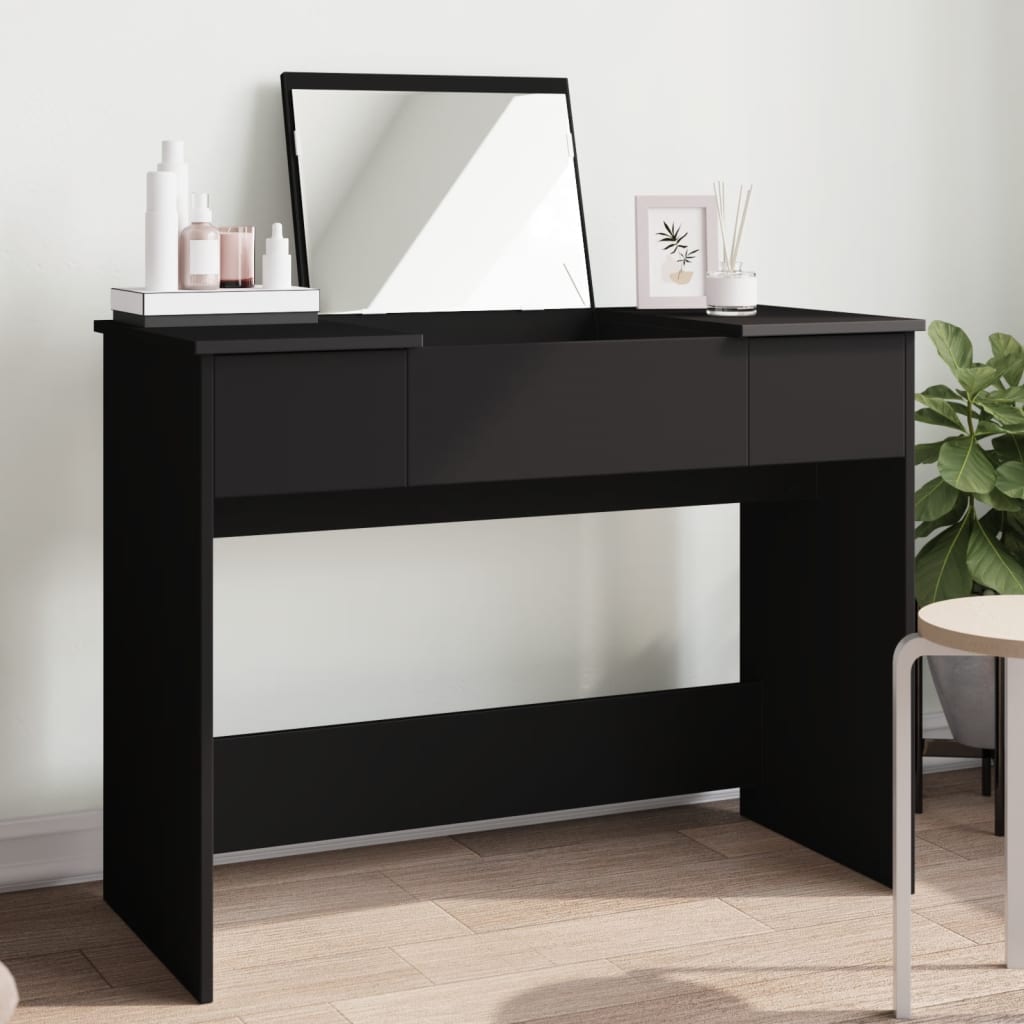E-shop Multidom Toaletný stolík so zrkadlom čierny 100x45x76 cm