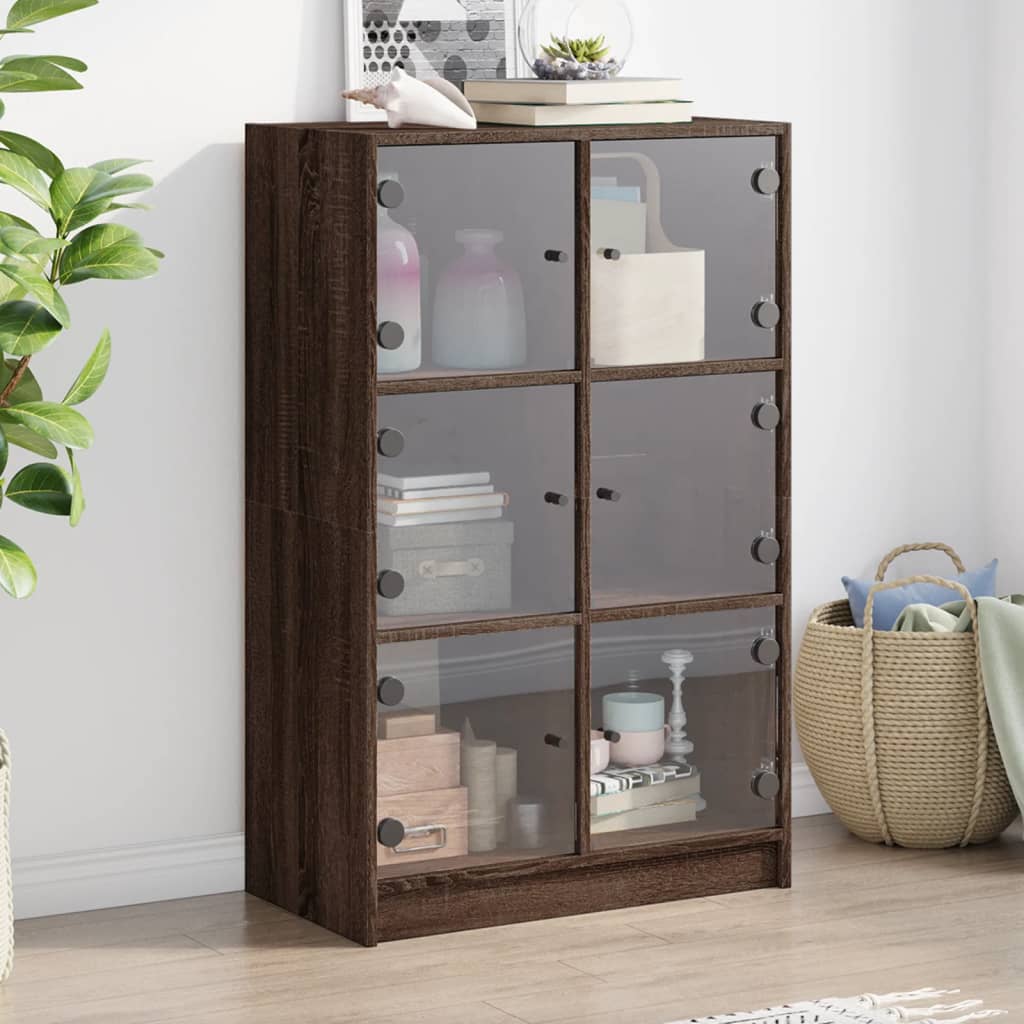E-shop Multidom Vysoká skrinka s dvierkami hnedý dub 68x37x109 cm kompoz. drevo