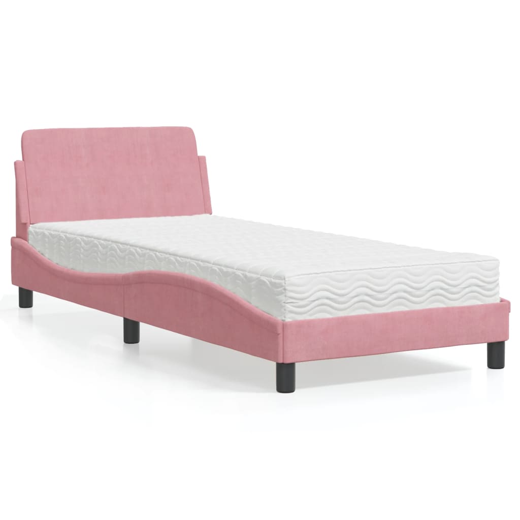 E-shop Multidom Posteľ s matracom Dover ružový 80x200 cm zamat