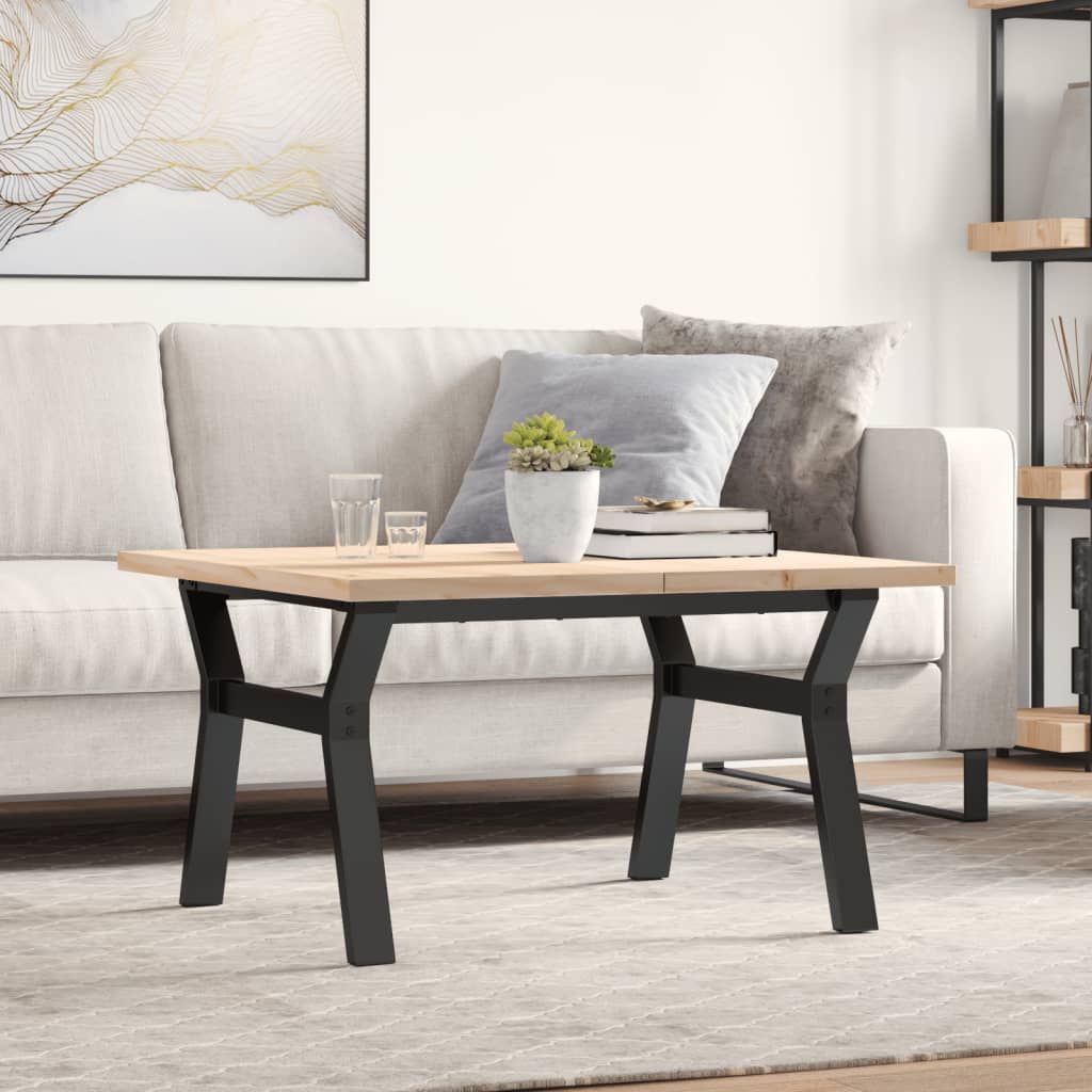E-shop Multidom Konferenčný stolík v tvare Y 80x80x45,5 cm borovica a oceľ