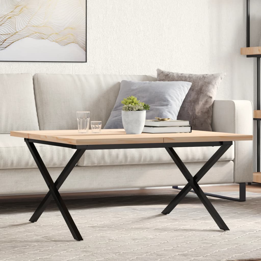 E-shop Multidom Konferenčný stolík v tvare X 90x90x45,5 cm borovica a oceľ