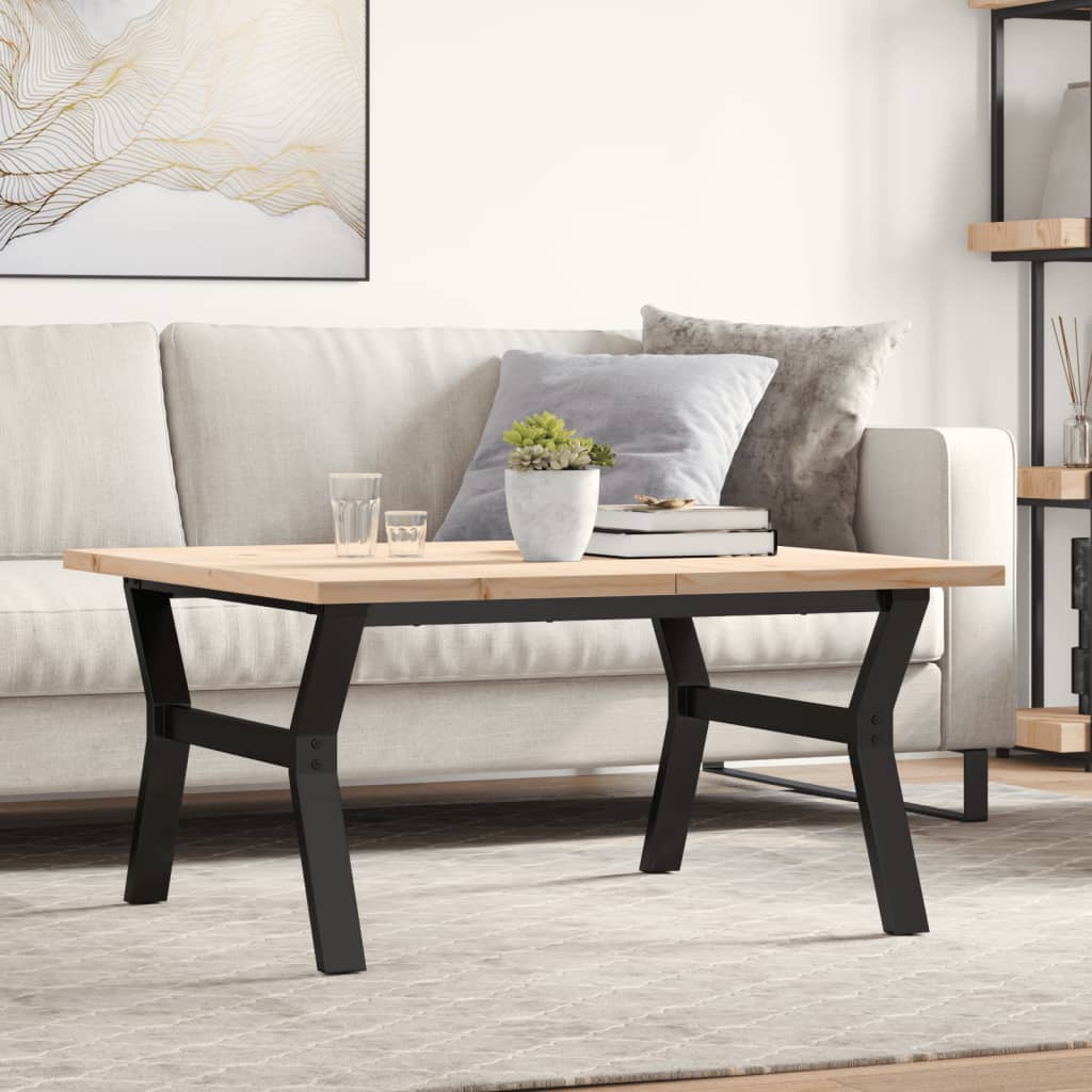E-shop Multidom Konferenčný stolík v tvare Y 90x90x45,5 cm borovica a oceľ