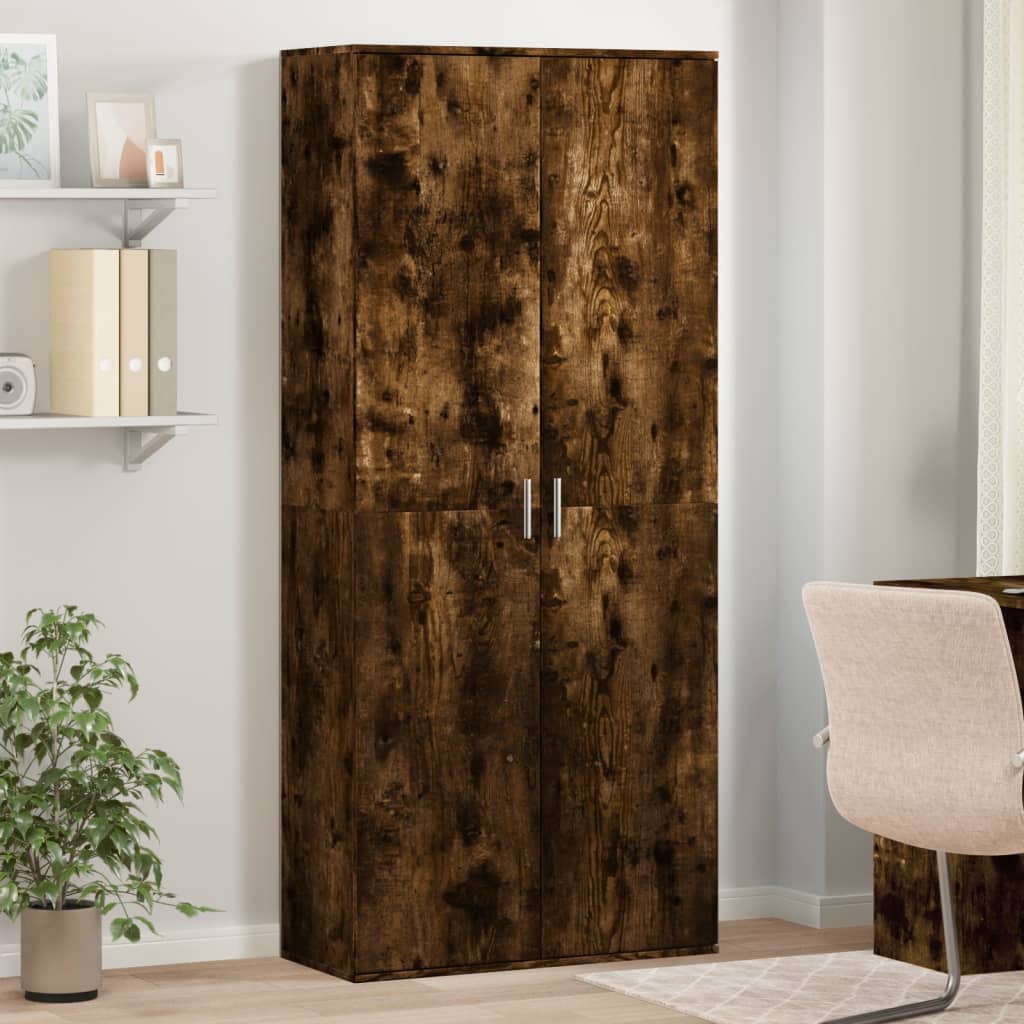 E-shop Multidom Vysoká skrinka dymový dub 80x35x180 cm kompozitné drevo
