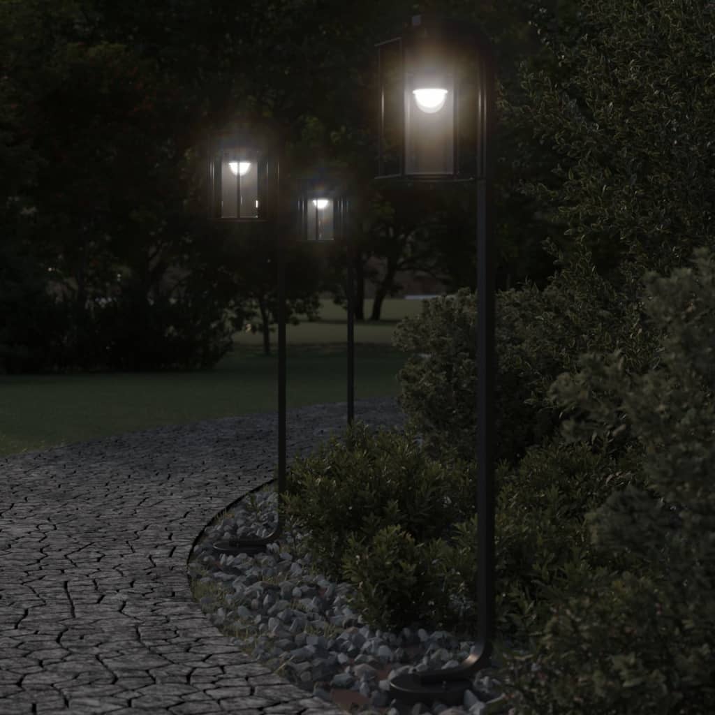 E-shop Multidom Vonkajšie stojace lampy 3 ks čierne 100 cm nehrdzavejúca oceľ