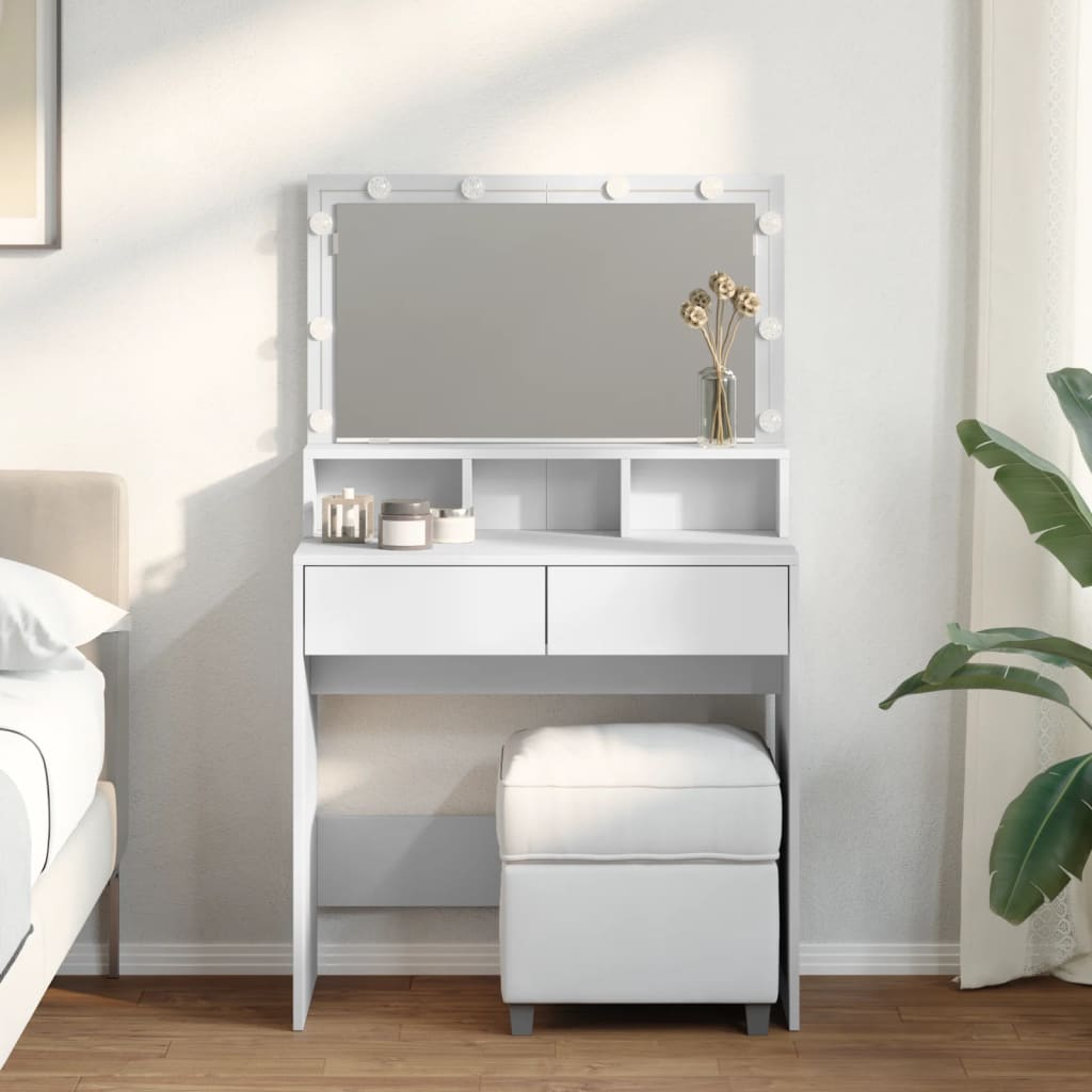 Multidom Toaletný stolík s LED biely 80x41x134,5 cm