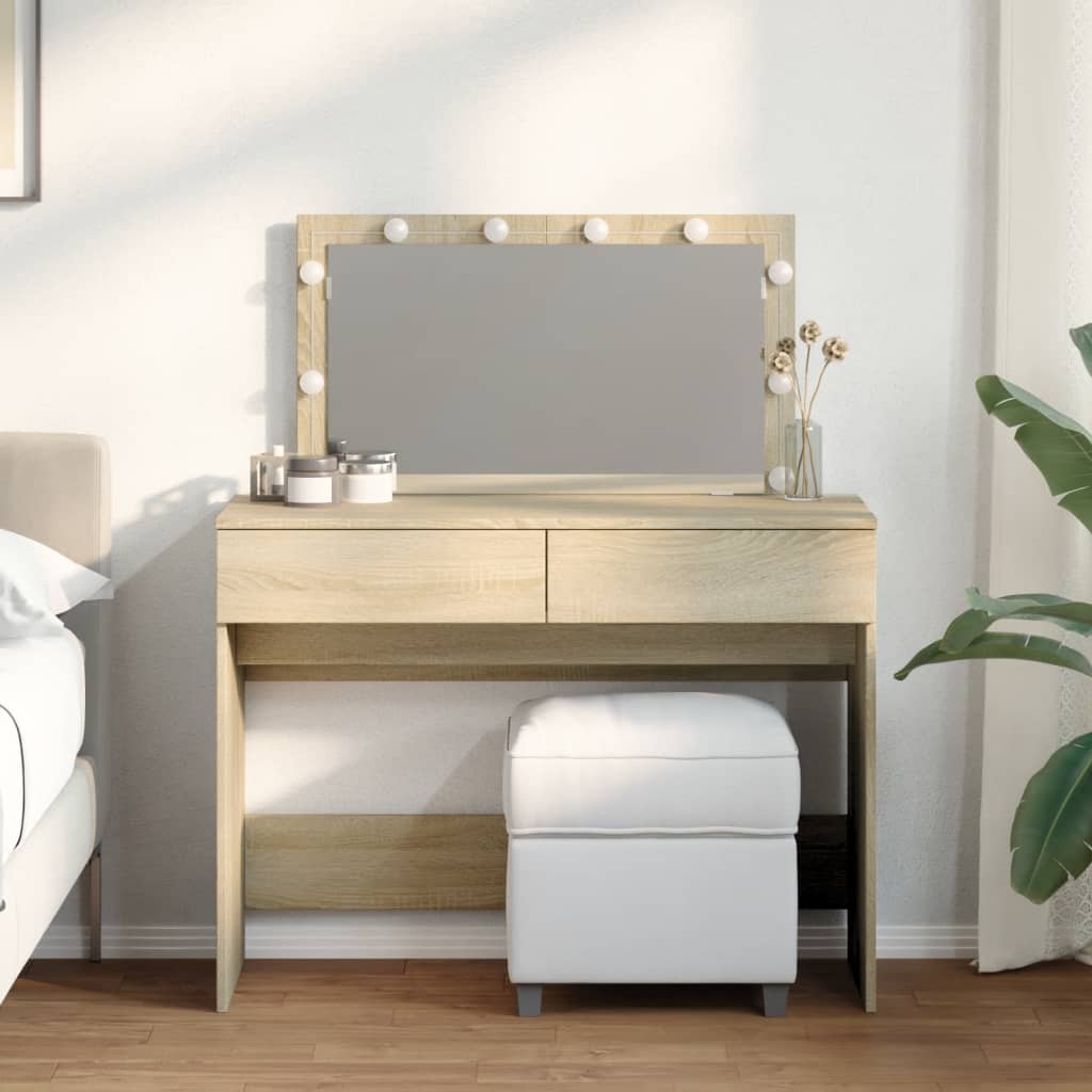 Multidom Toaletný stolík s LED dub sonoma 100x40x120 cm