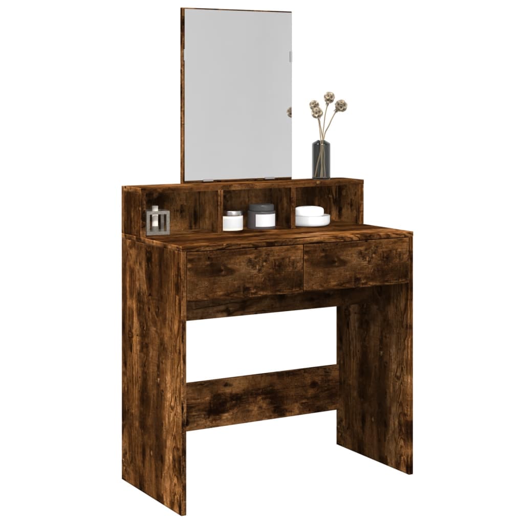 E-shop Multidom Toaletný stolík so zrkadlom dymový dub 80x41x144,5 cm