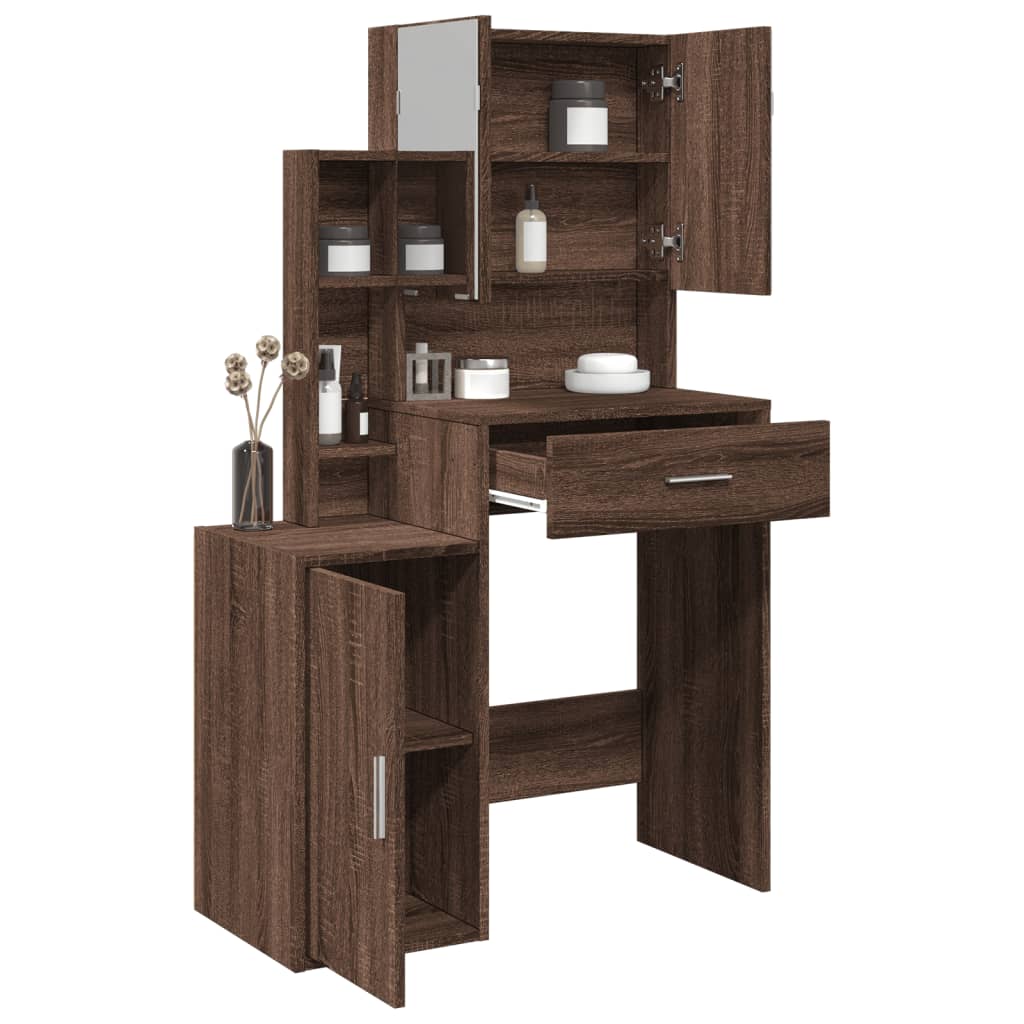 E-shop Multidom Toaletný stolík so skrinkou hnedý dub 80x35x132 cm