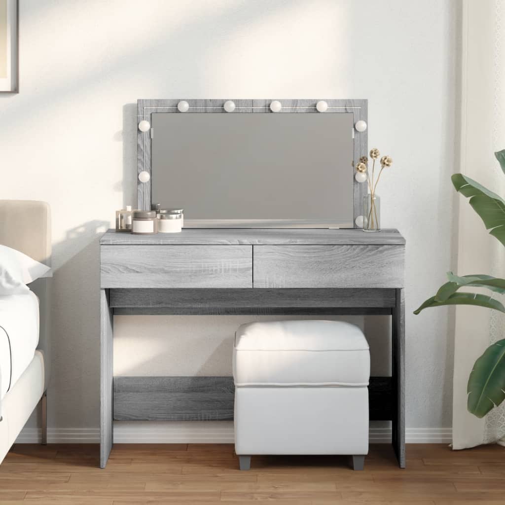 Multidom Toaletný stolík s LED sivý sonoma 100x40x120 cm
