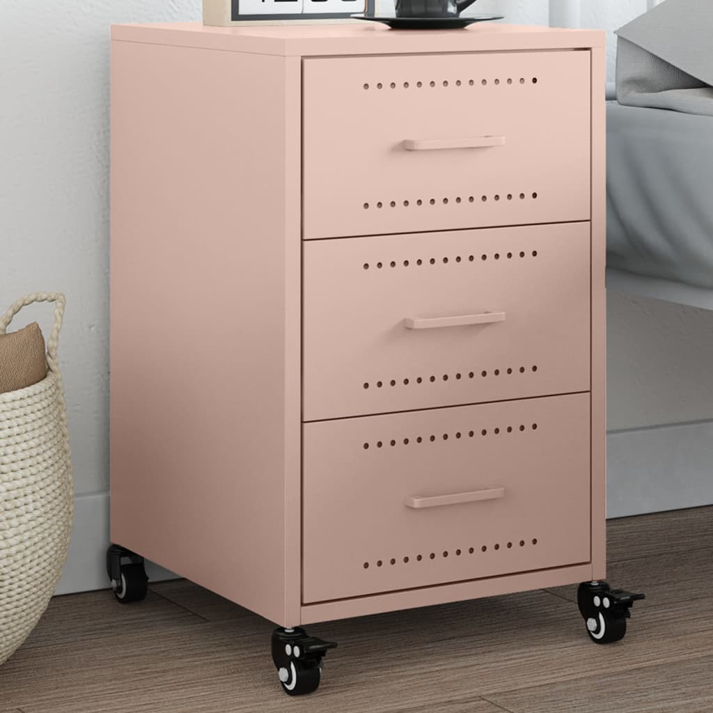 E-shop Multidom Nočný stolík ružový 36x39x59 cm oceľ