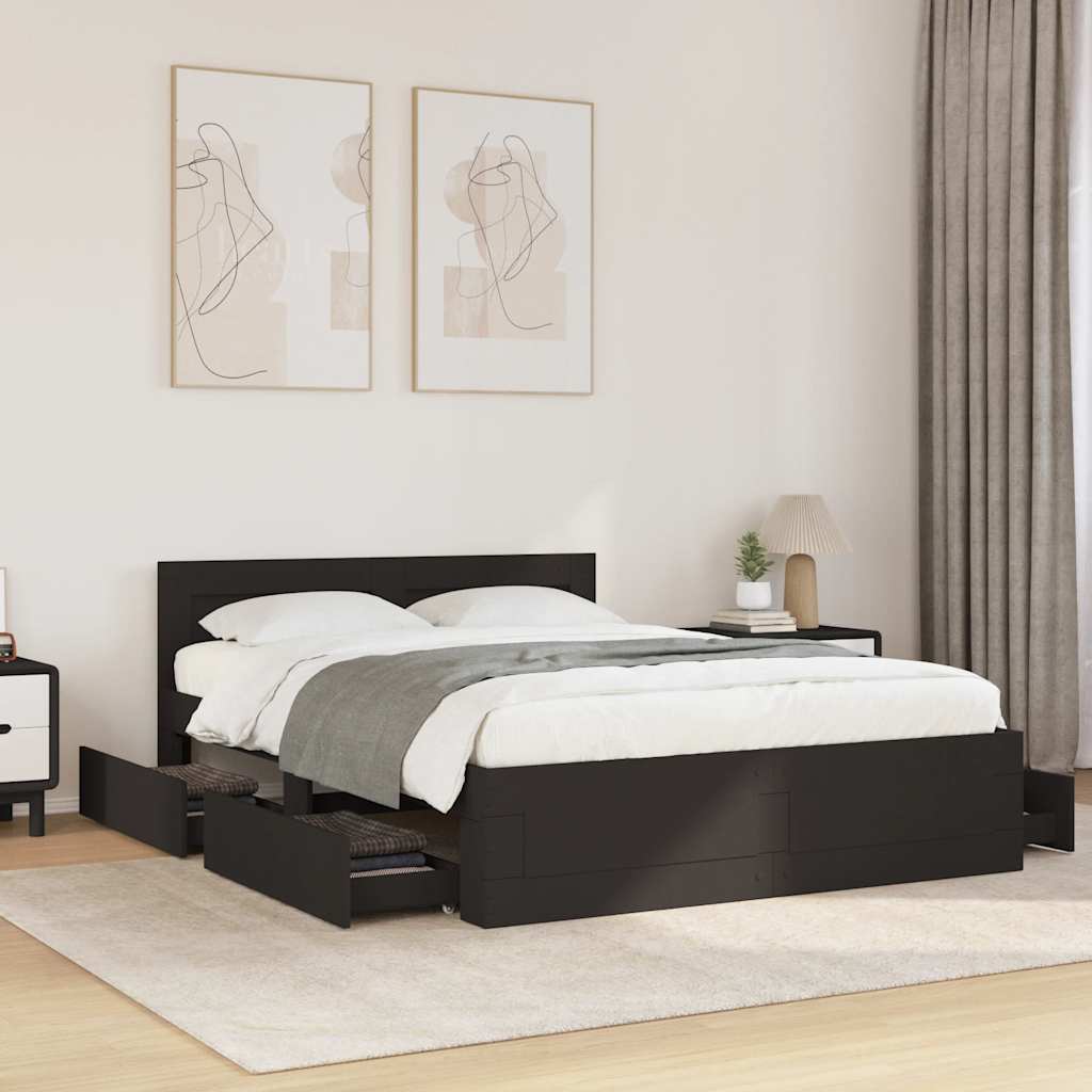 E-shop Multidom Posteľný rám s čelom bez matraca čierny 140x200 cm