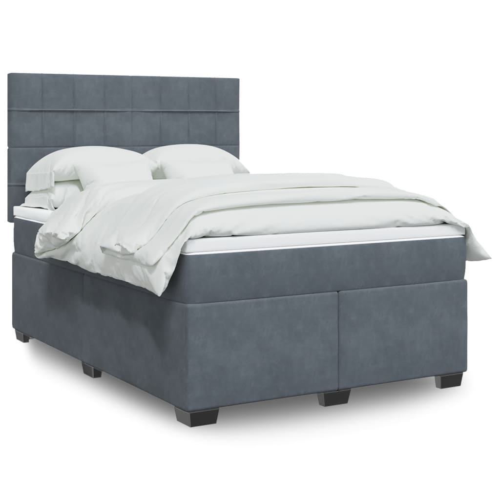 E-shop Multidom Posteľný rám boxspring s matracom tmavosivý 160x200 cm zamat