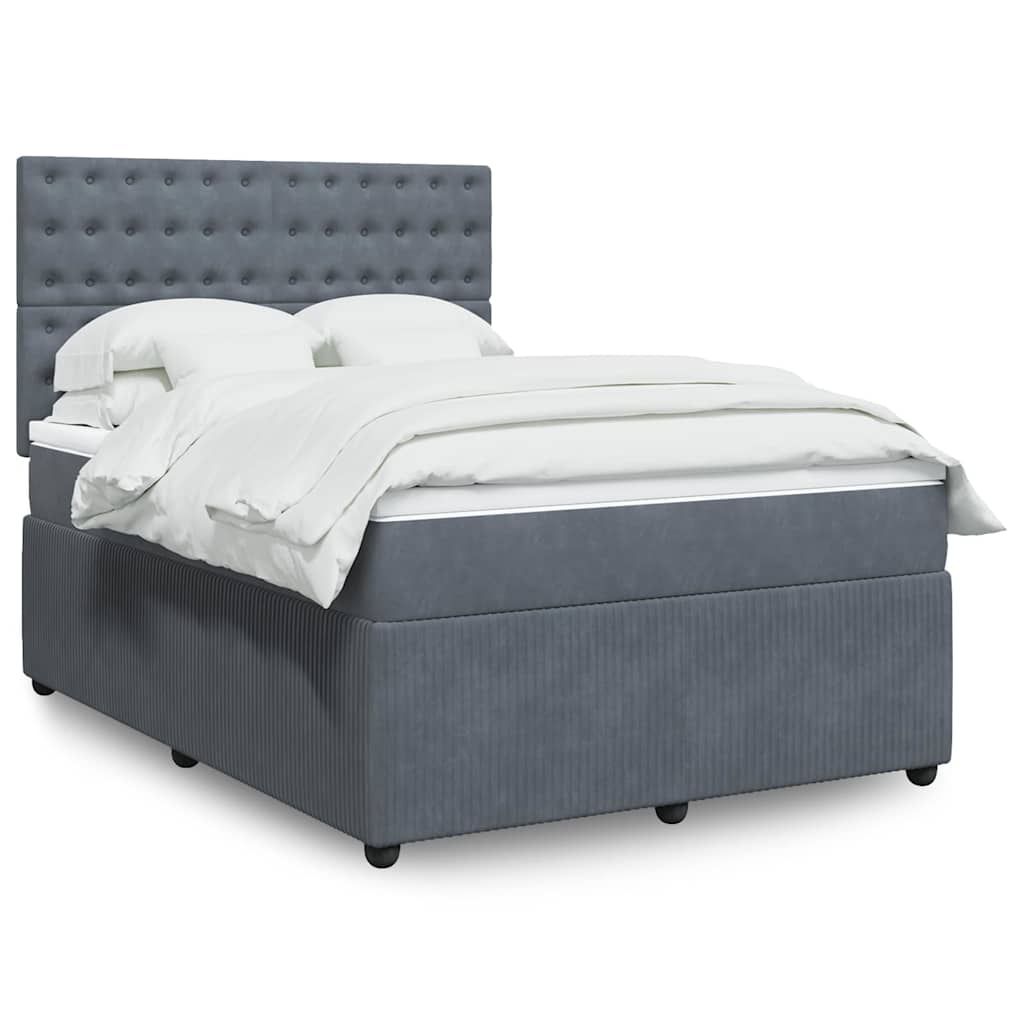 E-shop Multidom Posteľný rám boxspring s matracom tmavosivý 140x200 cm zamat