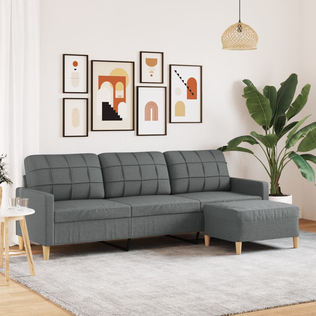 E-shop Multidom 3-miestna pohovka s podnožkou tmavosivá 210 cm látka