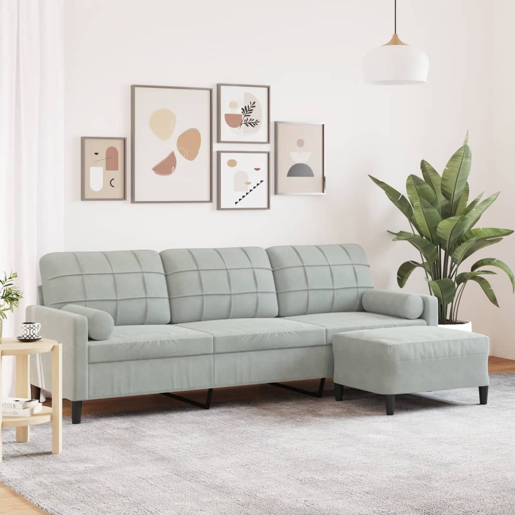 E-shop Multidom 3-miestna pohovka s podnožkou bledosivá 210 cm zamat