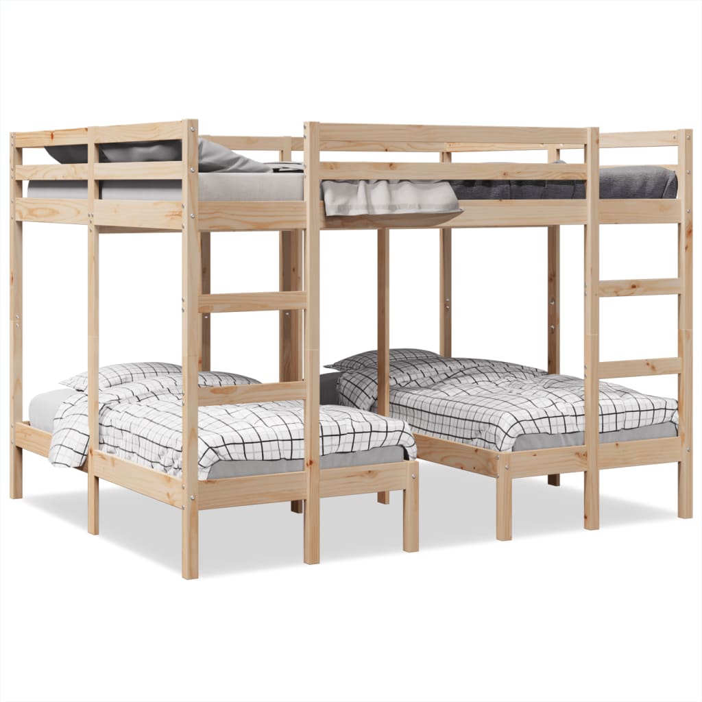 E-shop Multidom Trojitá poschodová posteľ 160x200/80x160 cm, borovicový masív