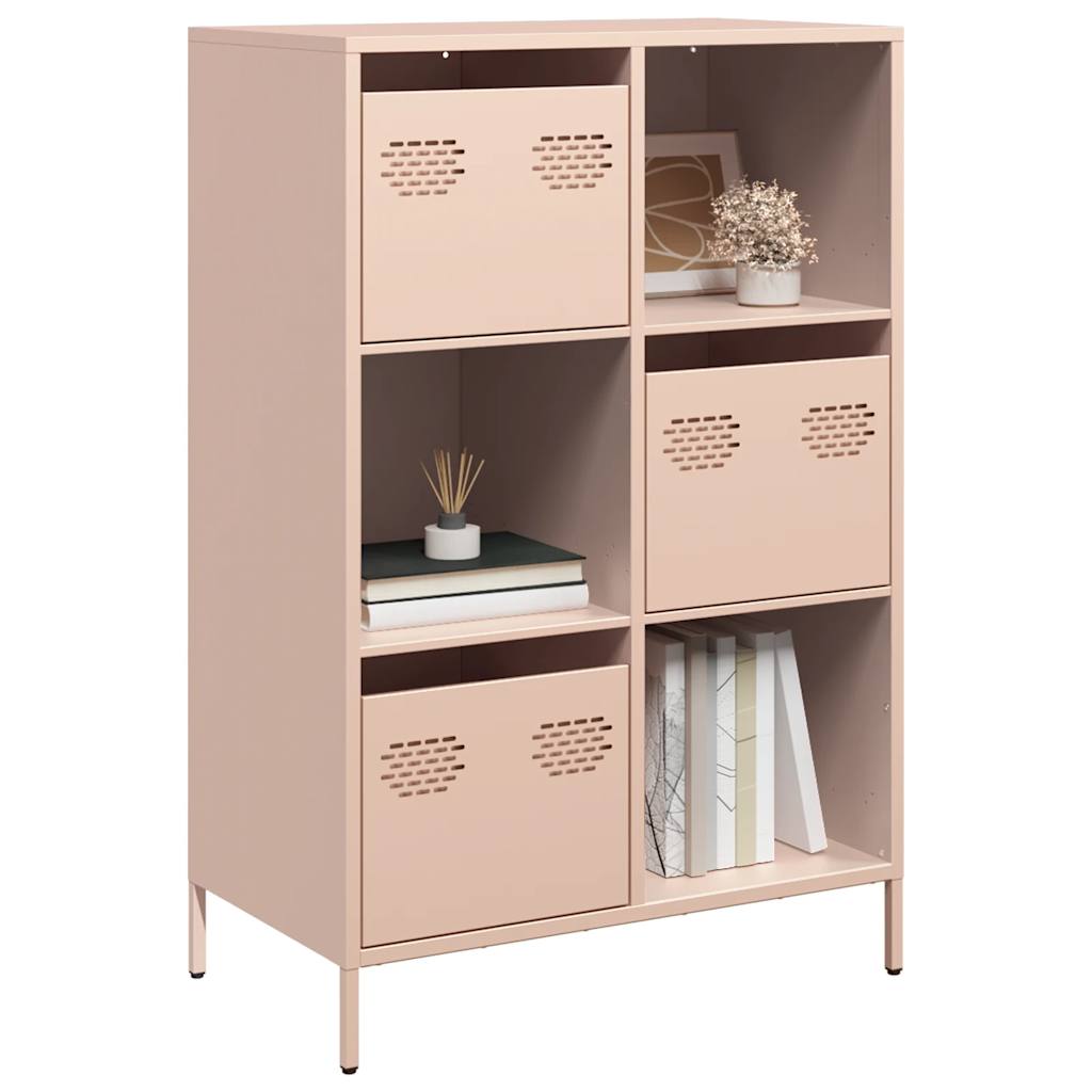 E-shop Multidom Vysoká skrinka ružová 68x39x103,5 oceľ