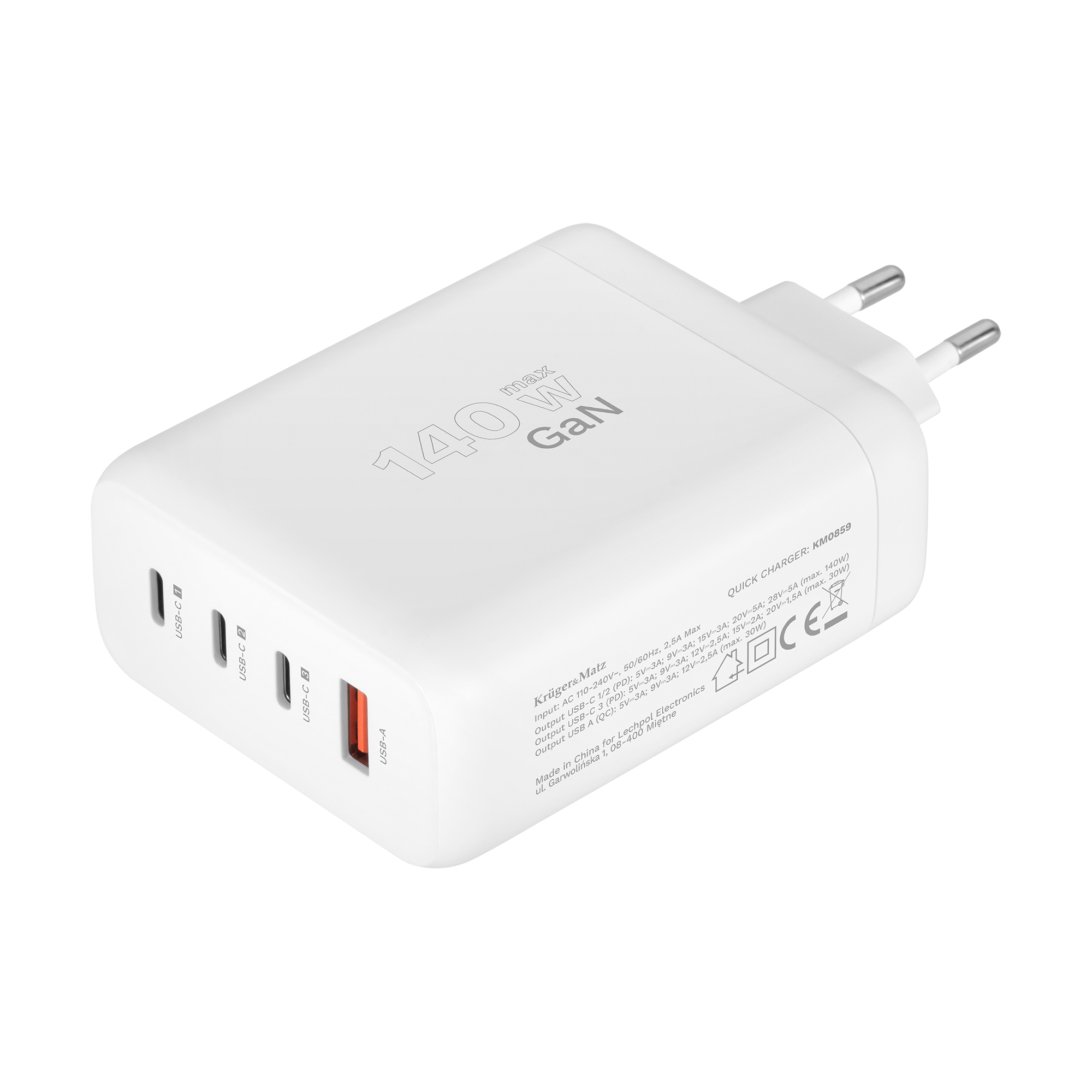E-shop Nabíječka USB KRUGER & MATZ KM0859 GaN 140W USB-A + 3x USB-C