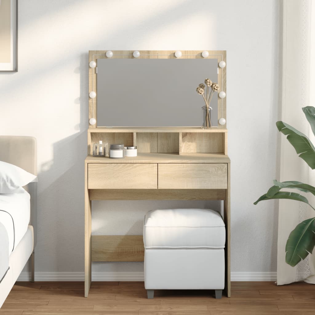 Multidom Toaletný stolík s LED dub sonoma 80x41x134,5 cm