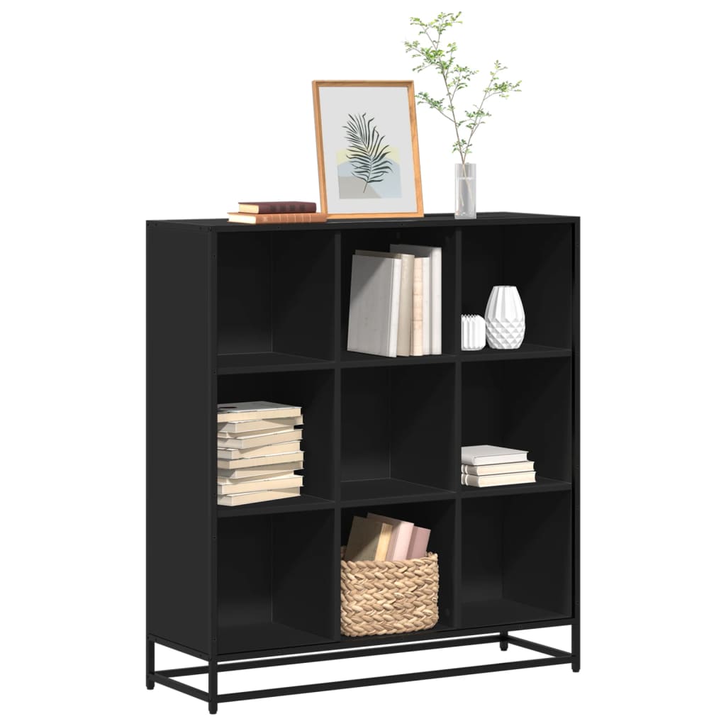 E-shop Multidom Knižnica, čierna 97,5x33x107,5 cm, kompozitné drevo a kov