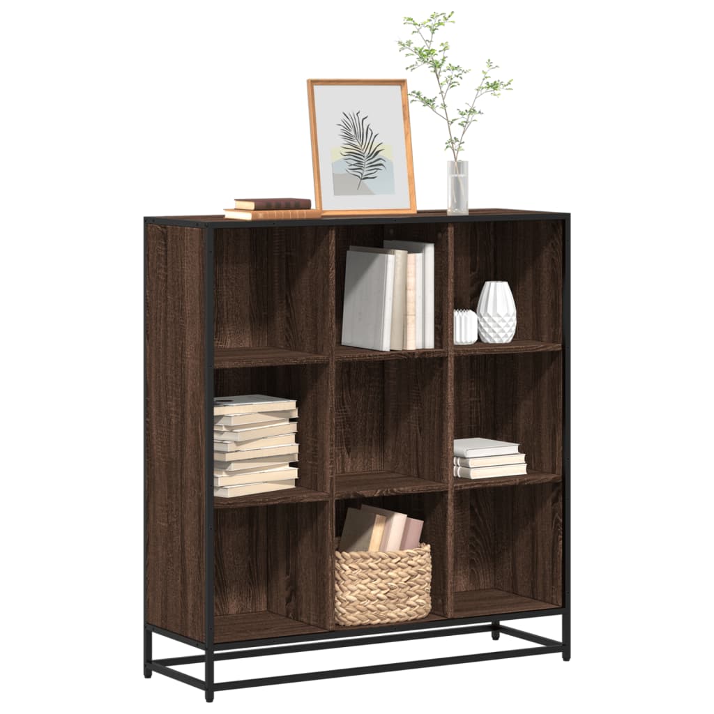 E-shop Multidom Knižnica, hnedý dub 97,5x33x107,5 cm, kompozitné drevo a kov