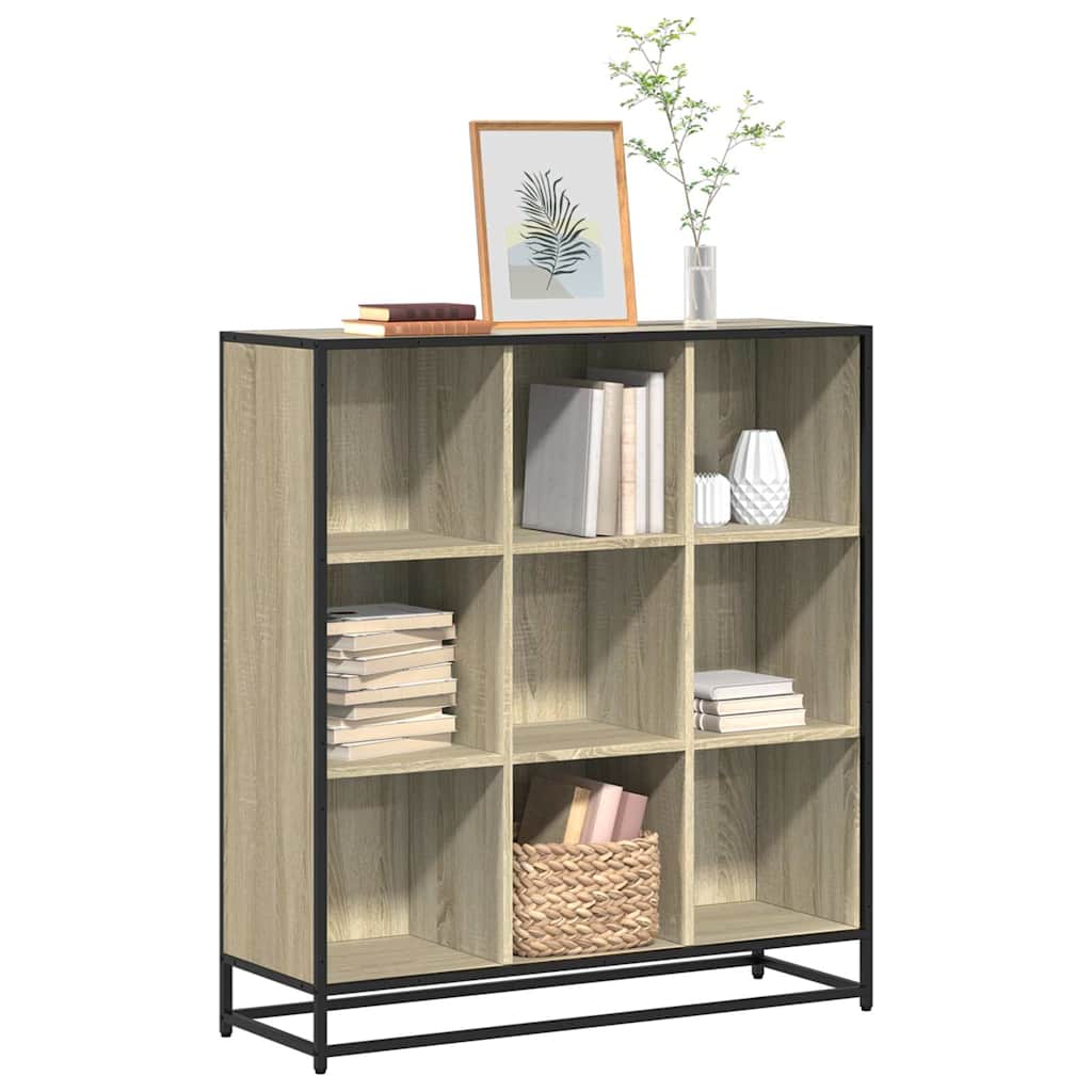 E-shop Multidom Knižnica, dub sonoma 97,5x33x107,5 cm, kompozitné drevo a kov
