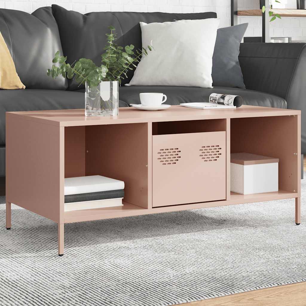 E-shop Multidom Konferenčný stolík ružový 101,5x50x43,5 cm oceľ