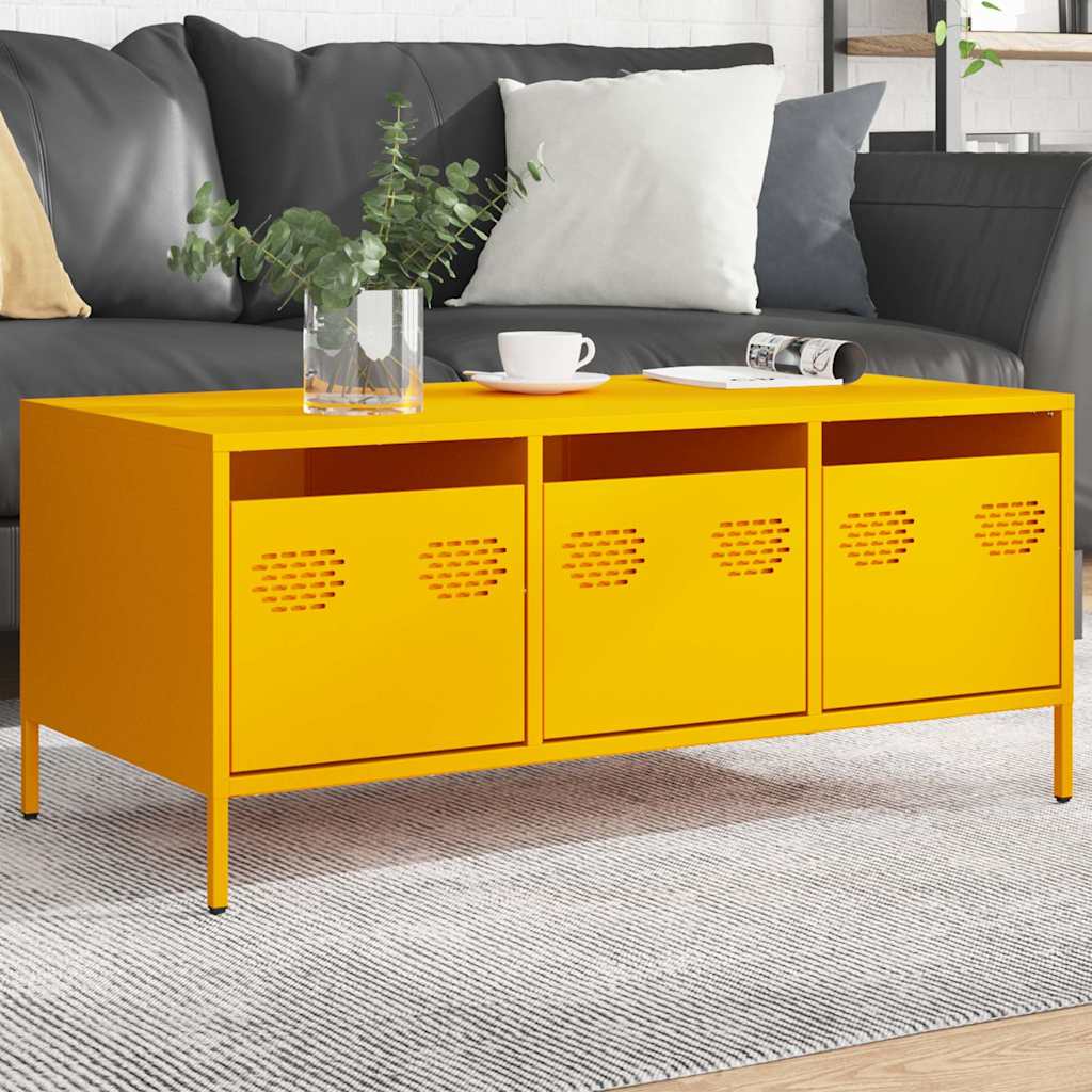 E-shop Multidom Konferenčný stolík horčicovožltý 101,5x50x43,5 cm oceľ