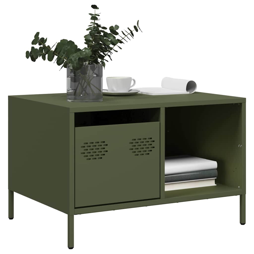 E-shop Multidom Konferenčný stolík olivovozelený 68,5x50x43,5 cm oceľ
