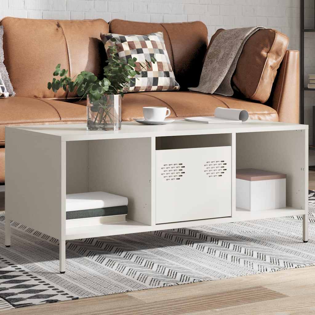 E-shop Multidom Konferenčný stolík biely 101,5x50x43,5 cm oceľ