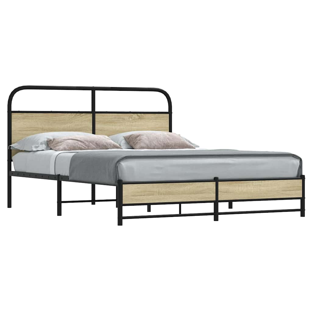 E-shop Multidom Posteľný rám bez matraca 150x200 cm dub sonoma kompozitné drevo