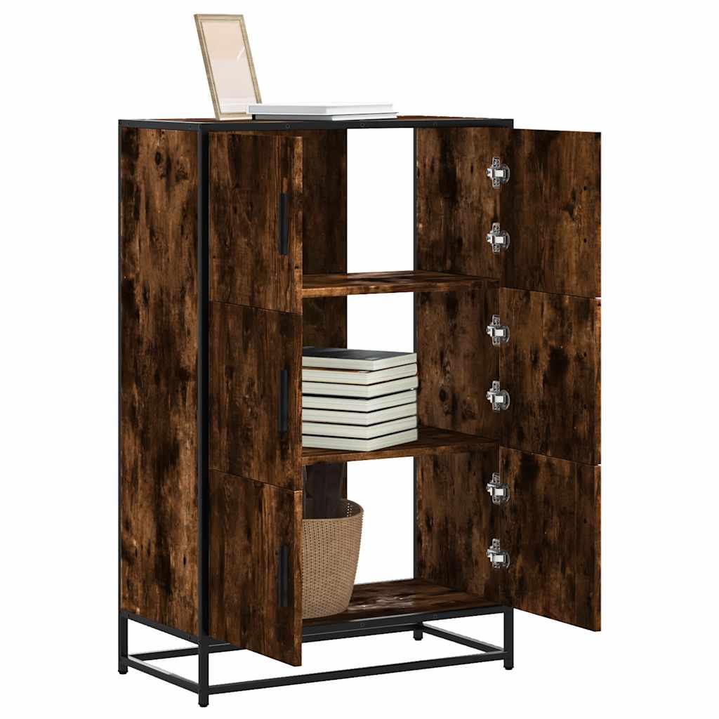 E-shop Multidom Vysoká skrinka dymový dub 68x35x106,5 cm kompozitné drevo+kov