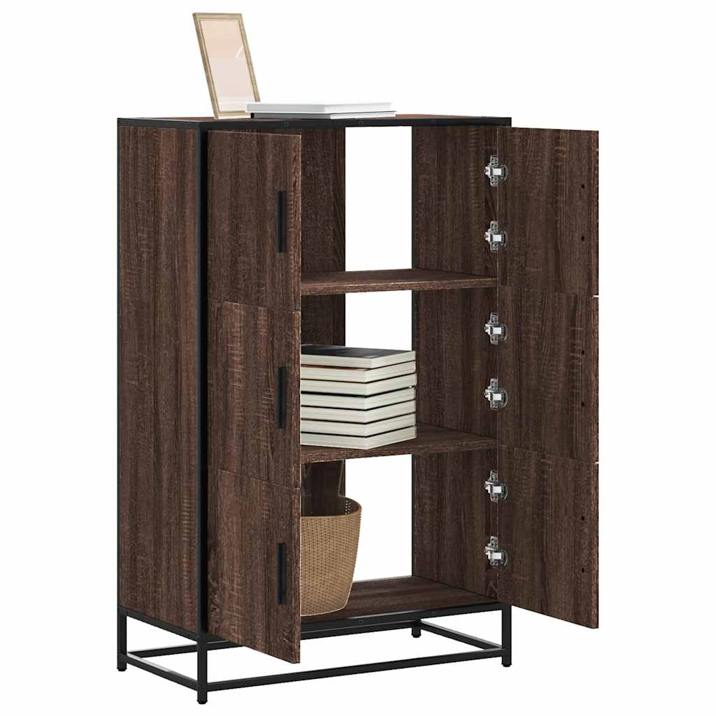 E-shop Multidom Vysoká skrinka hnedý dub 68x35x106,5 cm kompozitné drevo+kov