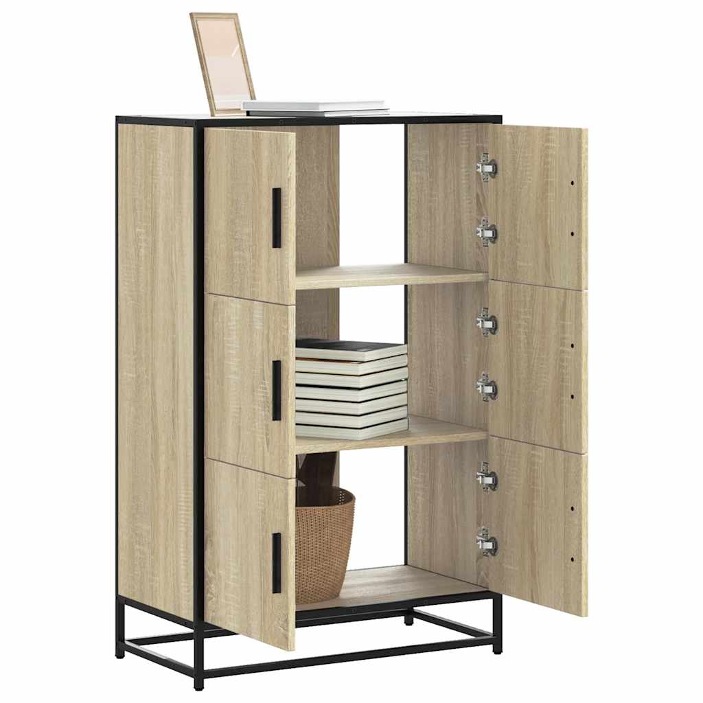E-shop Multidom Vysoká skrinka dub sonoma 68x35x106,5 cm kompozitné drevo+kov