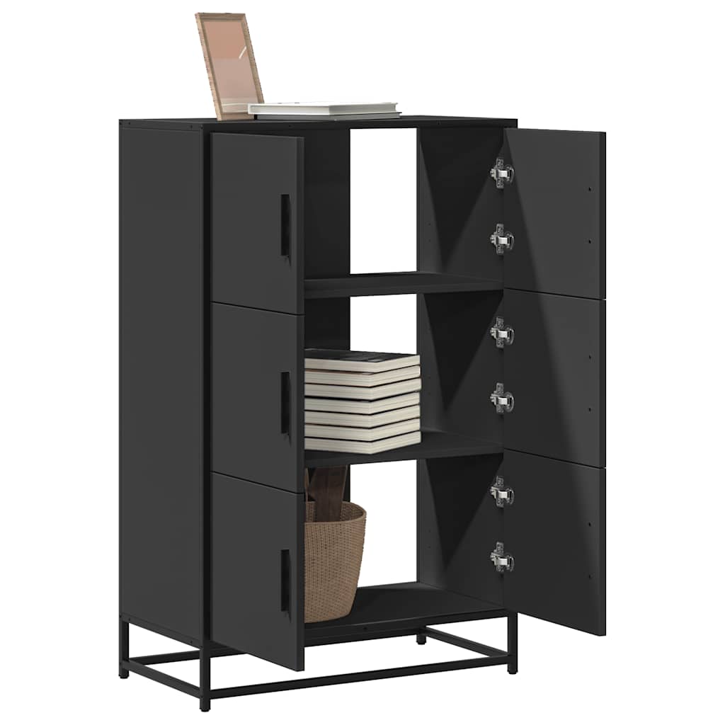 E-shop Multidom Vysoká skrinka čierna 68x35x106,5 cm kompozitné drevo+kov