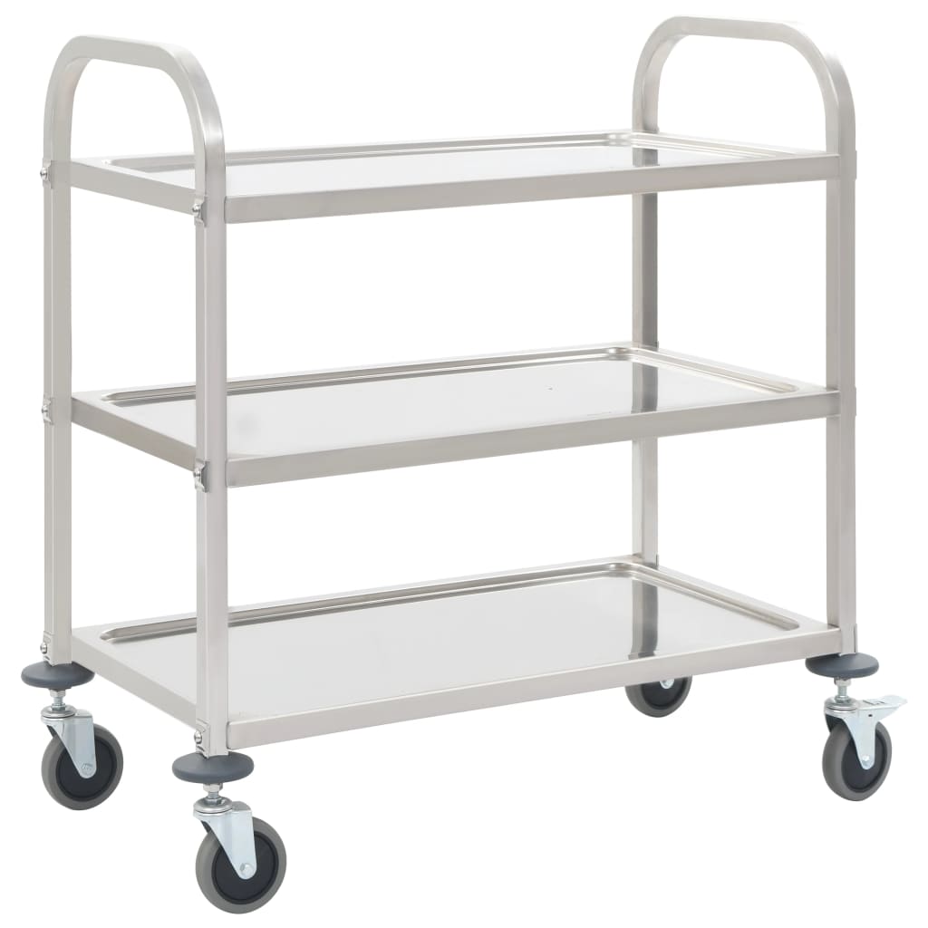 E-shop Multidom Servírovací vozík, 3 police 96,5x55x90 cm, nehrdzavejúca oceľ