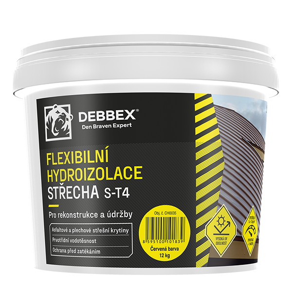 Flexibilná hydroizolácia STRECHA S-T4 DEŇ BRAVEN DEBBEX červenohnedá 5kg