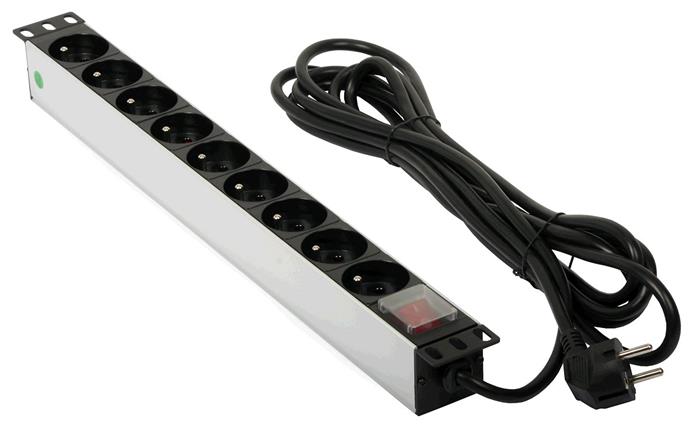 E-shop Signal Prodlužovací přívod do Racku (19" RACK, 1U, AC 230V, vypínač, 9 zásuvek, kabel 5m)