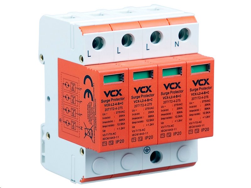 E-shop Přepěťová ochrana VCX L2-4-B+C AC třída T1T2 (B+C) 4P 12.5kA