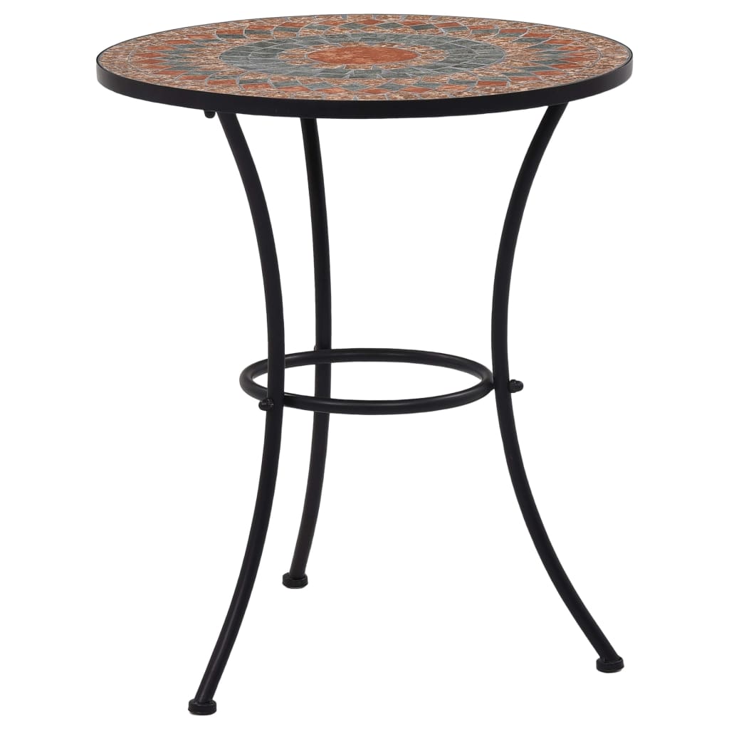 E-shop Multidom Mozaikový bistro stolík, oranžový/sivý 60 cm, keramika