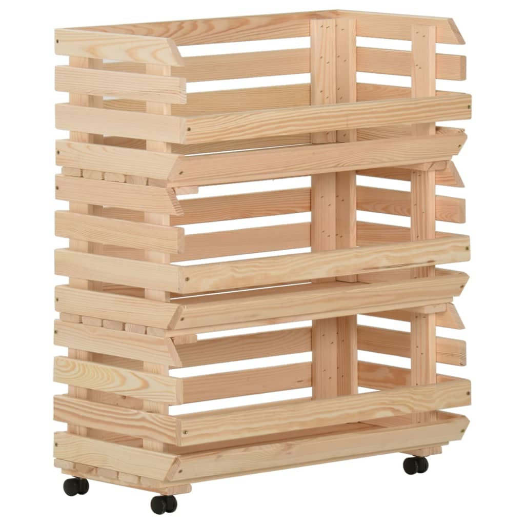 Multidom Vozík na zeleninu 77x30x80 cm masívne borovicové drevo