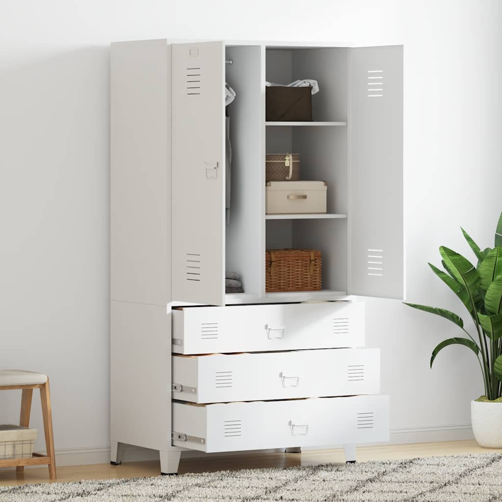 E-shop Multidom Industriálna skriňa biela 90x50x180 cm kovová