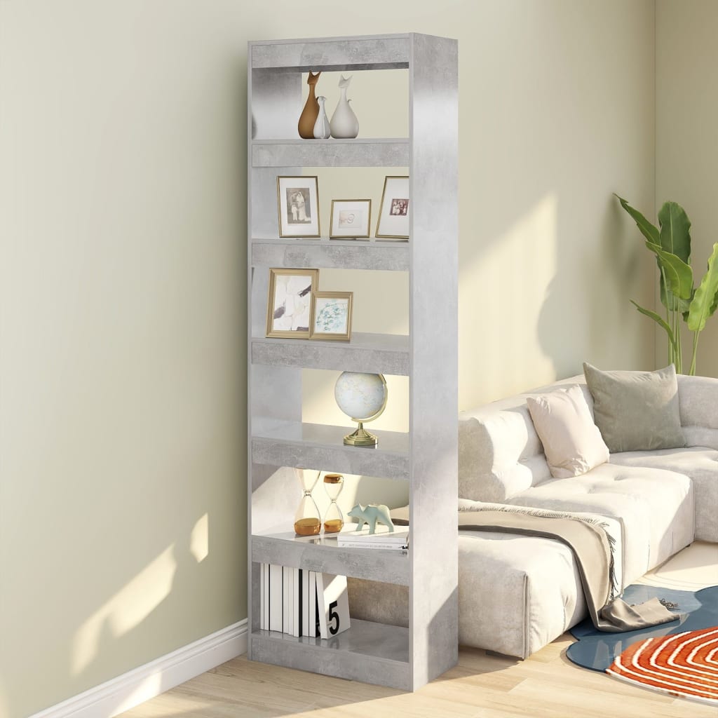 E-shop Multidom Knižnica/deliaca stena betónová sivá 60x30x198 cm