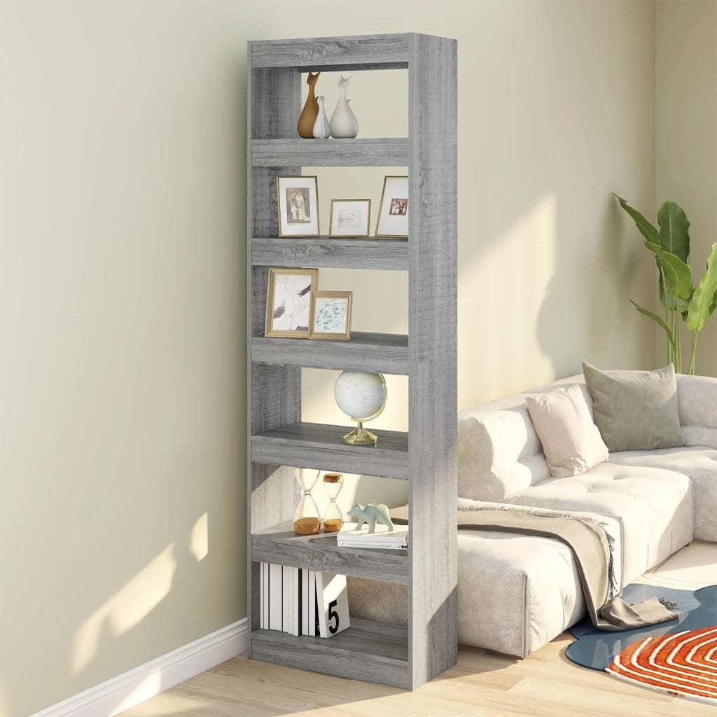E-shop Multidom Knižnica/deliaca stena sivý dub sonoma 60x30x198 cm
