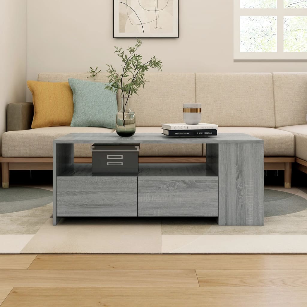 E-shop Multidom Konferenčný stolík sivý dub sonoma 102x55x42cm kompozitné drevo