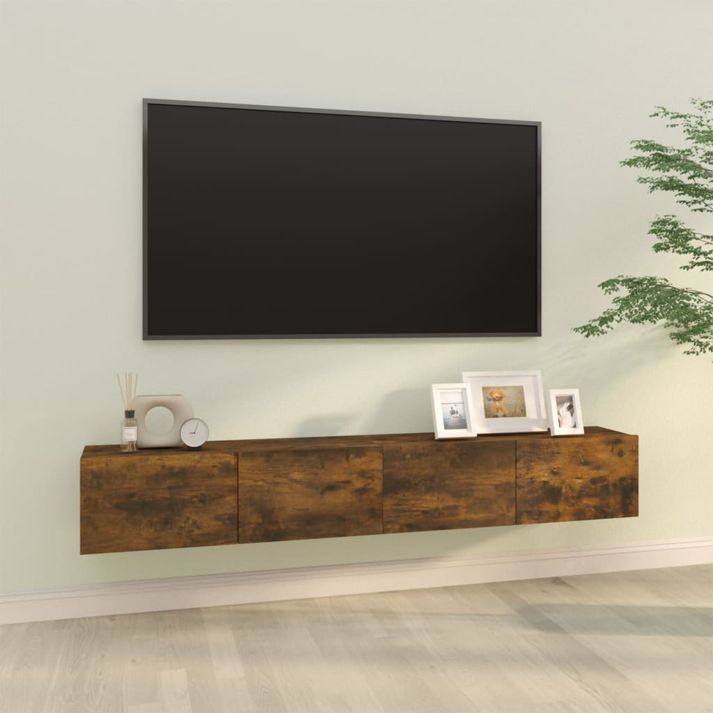 E-shop Multidom Nástenné TV skrinky 2ks dymový dub 100x30x30cm spracované drevo