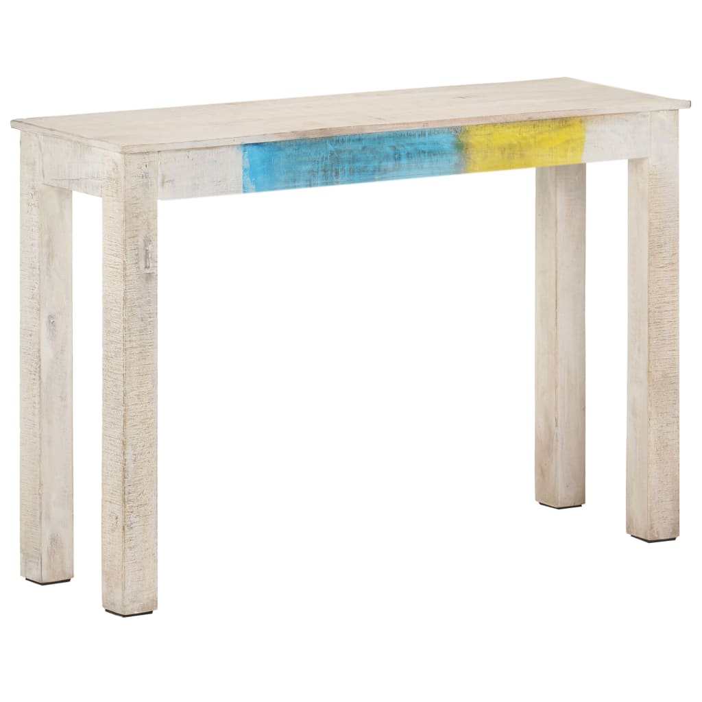 E-shop Multidom Konzolový stolík biely 115x35x77 cm surový mangovníkový masív