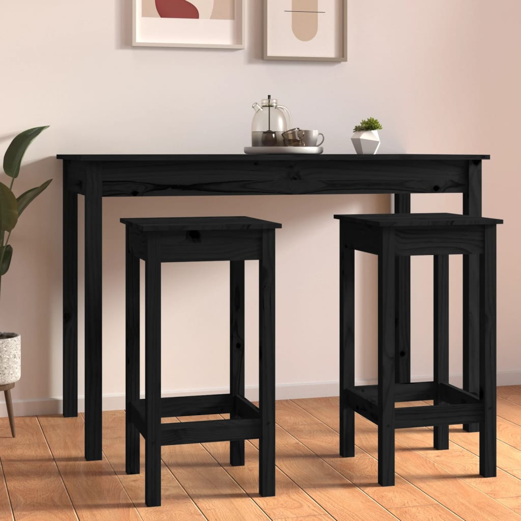 E-shop Multidom Barové stoličky 2 ks čierne 40x40x78 cm borovicový masív