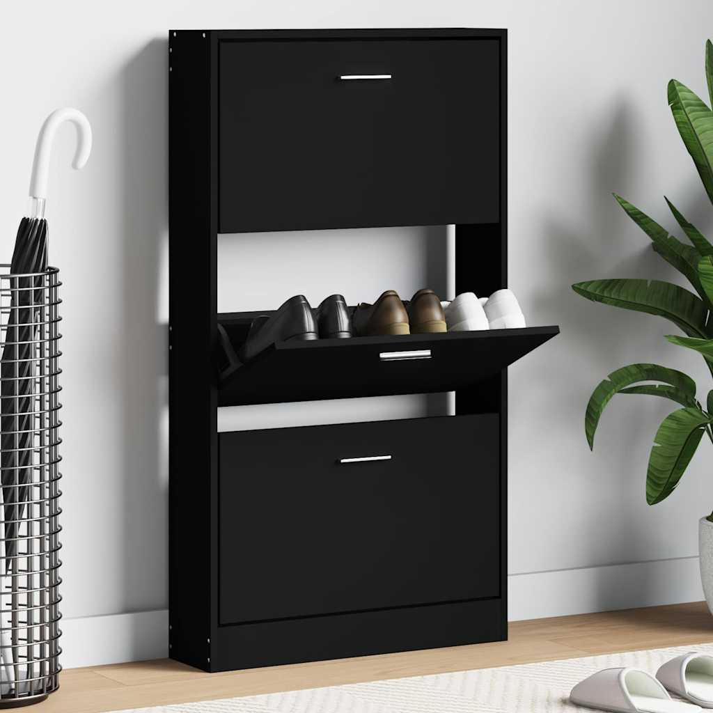 E-shop Multidom Botník čierny 59x17x108 cm spracované drevo