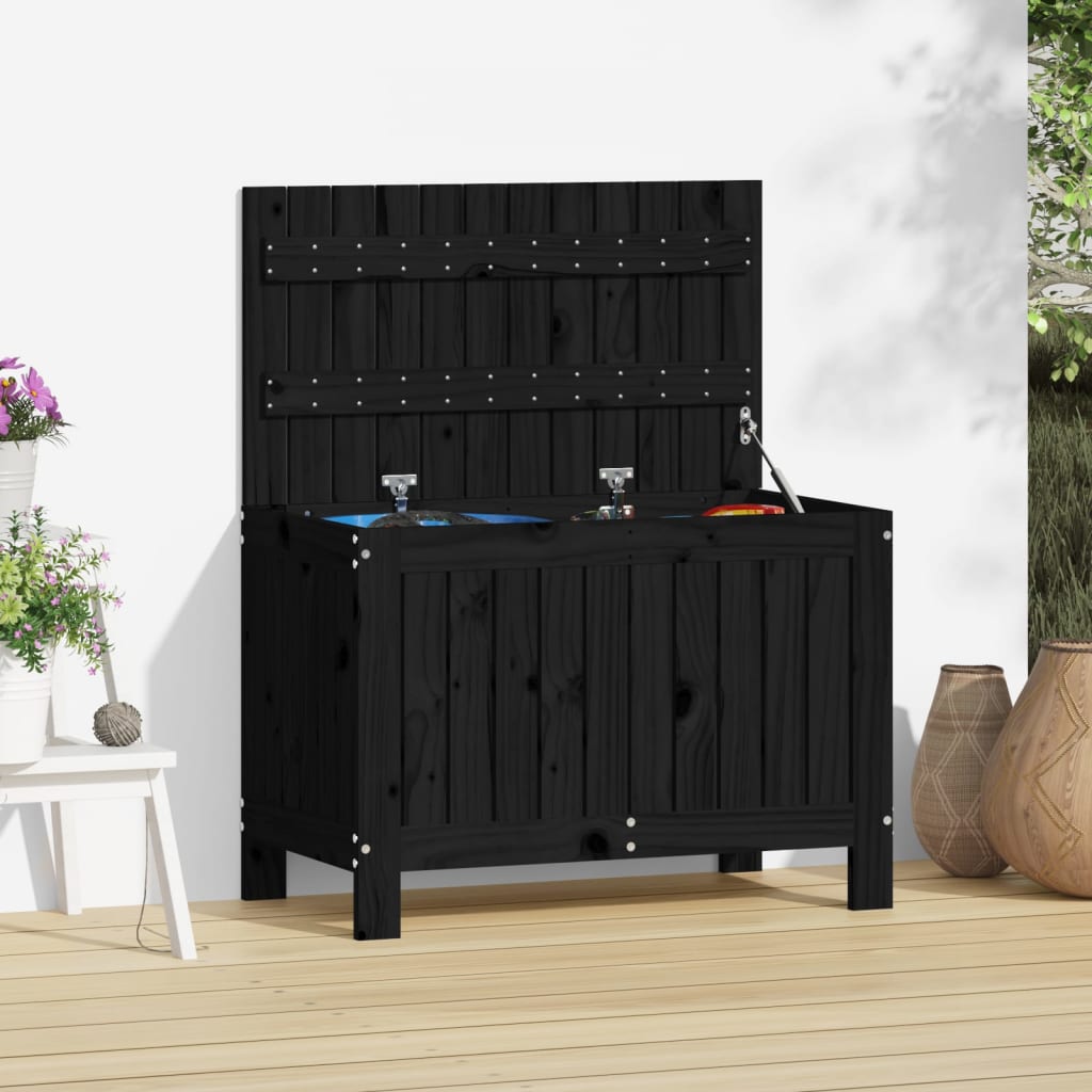E-shop Multidom Záhradný úložný box čierny 76x42,5x54 cm masívna borovica